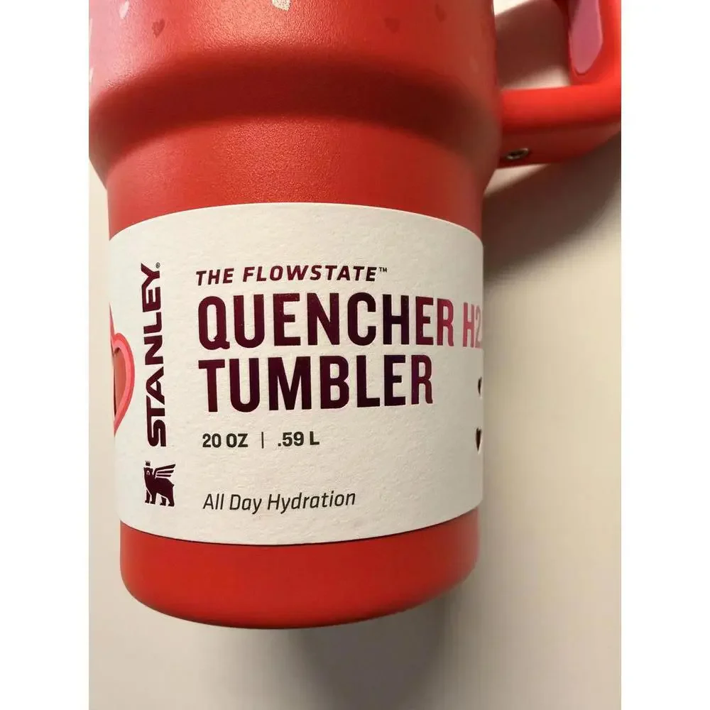 Stanley FlowState Quencher H2.0 Tumbler 20oz Red Hearts NWT - Picture 2 of 4